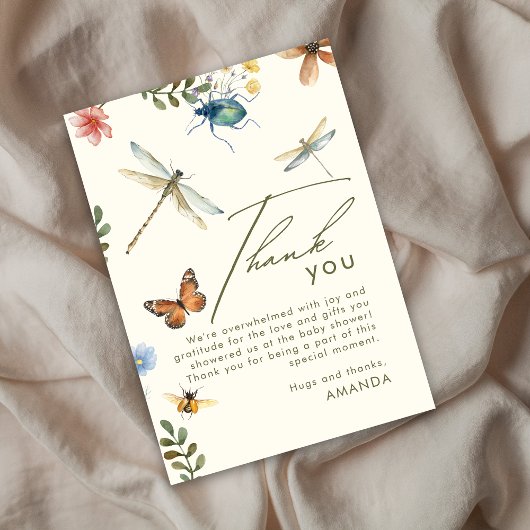 Boho Love Bug Insectes Dragonfly Carte de remercie