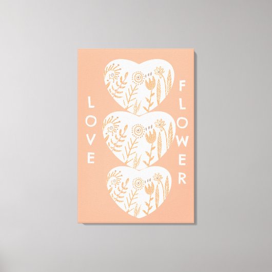 Boho Love Flower Heart Canvas Afdruk (Voorkant)