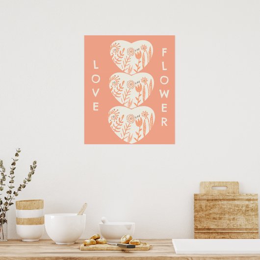 Boho Love Flower Heart Poster (Keuken)