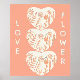 Boho Love Flower Heart Poster