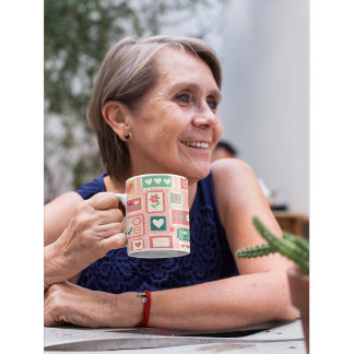 Boho Love & Hearts Patroon Bloem Postzegel Koffiemok