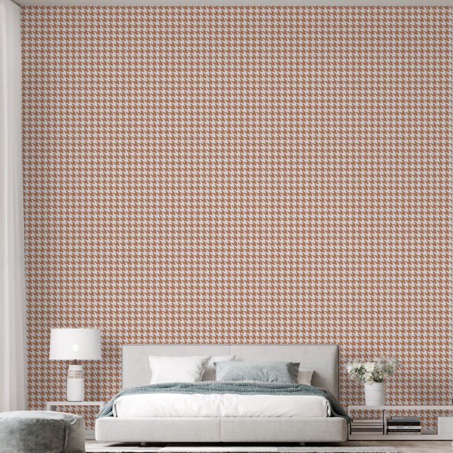 Boho Lt. Bruine Houndstooth Behang (Slaapkamer)