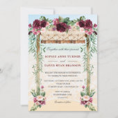 Boho Luifel Bruine Bloemige Strand Maui Bruiloft Kaart (Voorkant)