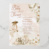 Boho Luipaard Dame Tropische Bloem Meisje Baby Sho Folie Uitnodiging (Voorkant)