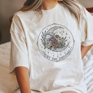 Boho Maan Bloem Celestial Tatoeage Ontwerp Tri-Blend Shirt