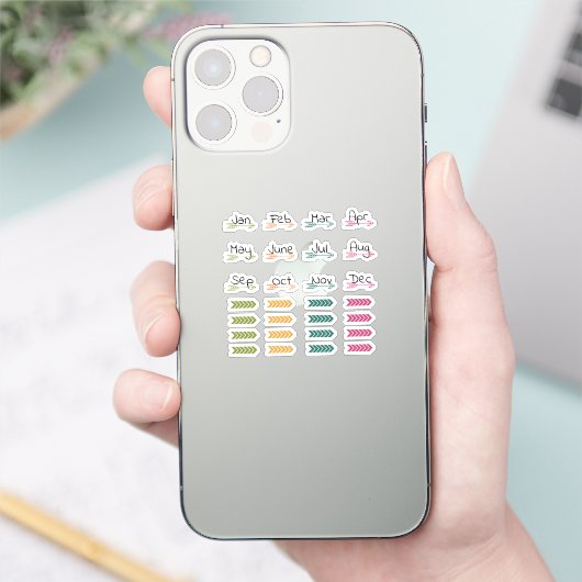 Boho maandpijlen en Washi Planner Stickers (Telefoon)