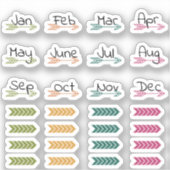 Boho maandpijlen en Washi Planner Stickers (Voorkant)