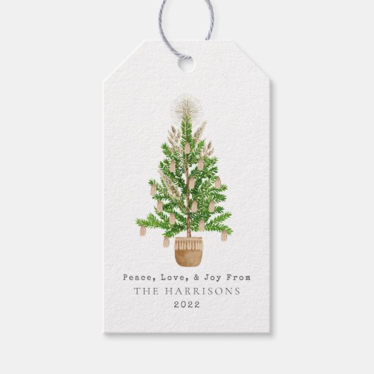 Boho Macrame kerstboom Cadeaulabel (Voorkant)
