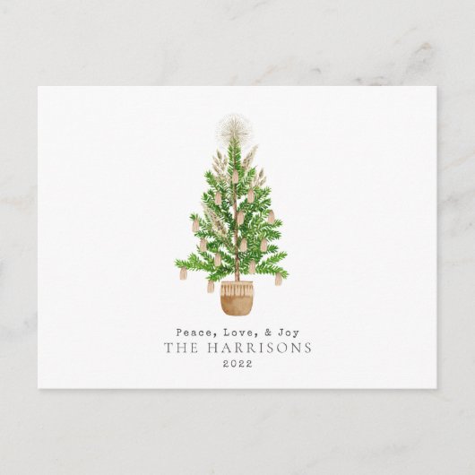 Boho Macrame kerstboom Feestdagenkaart (Voorkant)