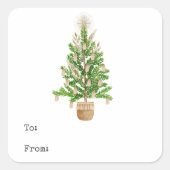 Boho Macrame kerstboom van Vierkante Sticker (Voorkant)
