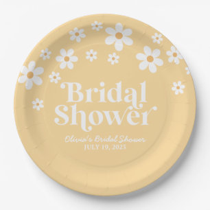 boho madeliefje gele Bruidsdouche Papieren Borden Bordje