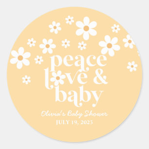 boho madeliefje vrede liefde baby geel ronde sticker