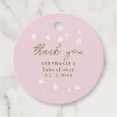 Boho madeliefjes blush roze goud oh baby meisje do bedankjes labels (Voorkant)