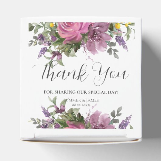 Boho Magenta Paarse Roze Mauve Bloemenbruiloft Bedankdoosjes (Bovenkant)