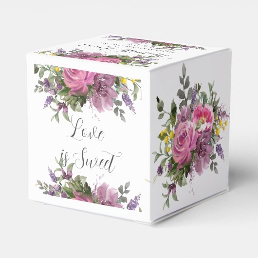 Boho Magenta Paarse Roze Mauve Bloemenbruiloft Bedankdoosjes (Achterkant)