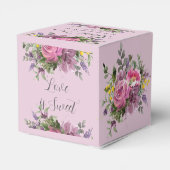 Boho Magenta Paarse Roze Mauve Bloemenbruiloft Bedankdoosjes (Achterkant)
