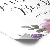 Boho Magenta Rose violet Mariage Floral Livre d'or (Coin)