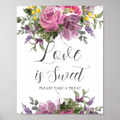 Boho magenta roze Paarse bloemenbruiloft liefdestr Poster (Voorkant)