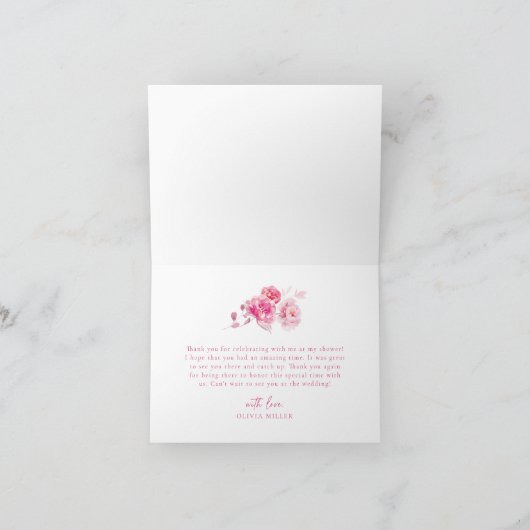 Boho Magenta Roze Roze Bloemige Bruiloft Feest Bedankkaart (Binnen)