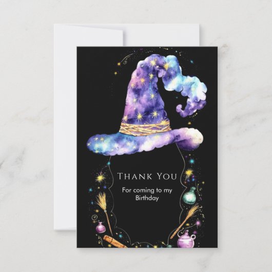 Boho Magic Editable Wizard Verjaardag Bedankkaart (Voorkant)