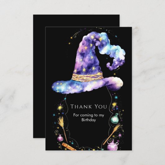 Boho Magic Editable Wizard Verjaardag Bedankkaart (Voorkant / Achterkant)