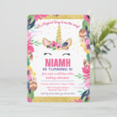 Boho Magical Unicorn Anniversaire Fête Invitation (Debout devant)