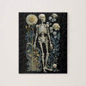 boho magie floraal skelet in zwart legpuzzel (Verticaal)