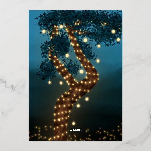 Boho magisch betoverend bosbos bruiloft folie uitnodiging (Achterkant)