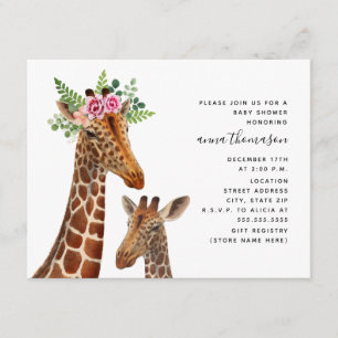 Boho Mama + Baby Giraffe Baby shower Kaart