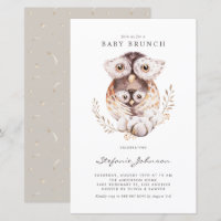 Boho mama en Baby uil Baby brunch uitnodiging