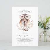 Boho mama en Baby uil Baby shower uitnodiging (Staand voorkant)