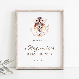 Boho mama en Baby uil Baby shower welkom Poster