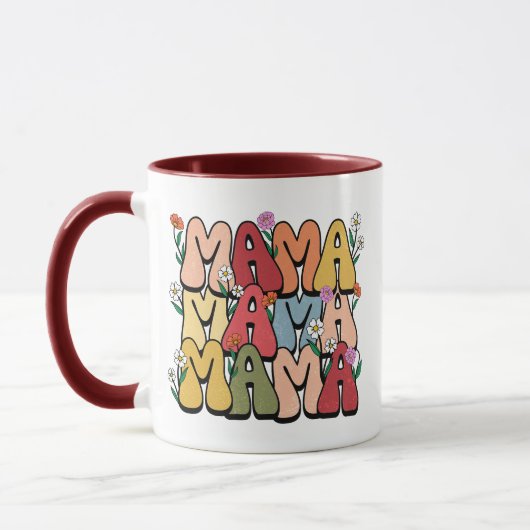 Boho "Mama" Stacked Typography Mok (Links)