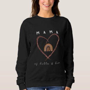 Boho Mama Tekst w / Moon Feathers Kind Namen Zwart Trui