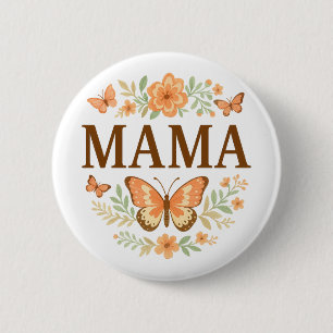 Boho Mama Vlinder Bloemenkrans Moederdag Ronde Button 5,7 Cm