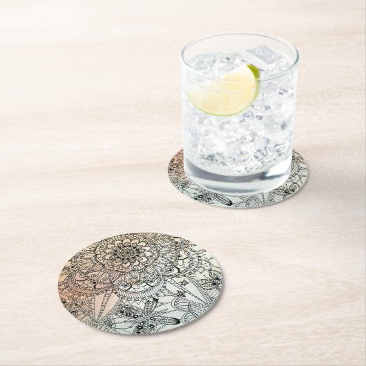 Boho Mandala Bohemian Art Ronde Kartonnen Onderzetter (Insitu)