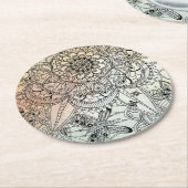 Boho Mandala Bohemian Art Ronde Kartonnen Onderzetter (Gebogen)