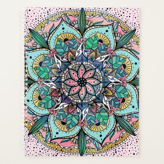Boho Mandala couleur aquarelle Floral (Devant)