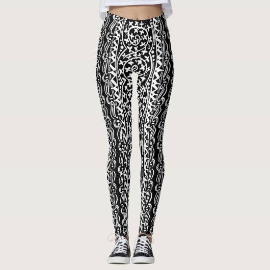 Boho Mandala Flower & Leaf Leggings (Devant)