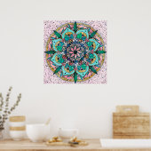Boho Mandala Kleurrijke Waterverf Bloemen Poster (Keuken)