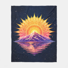Boho Mandala Mountain Sunset | Cosmic Night Sky Fleece Deken