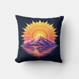 Boho Mandala Mountain Sunset | Cosmic Night Sky Kussen