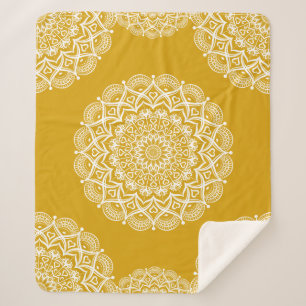 Boho Mandala Mustard Yellow Elegant Pattern Sherpa Deken