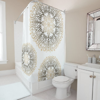 Boho Mandala Pattern Shower Curtain - Sepia 3 Douchegordijn