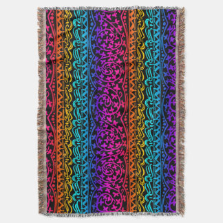 Boho Mandala Rainbow Flower & Leaf Throw Blanket Deken