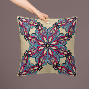 Boho Mandala Sierkussen – Beige