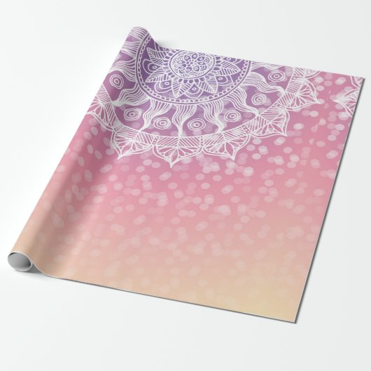 Boho Mandala Sunset Ombre Cadeaupapier (Uitgerold)
