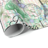 Boho manequim zwart roze rozen bloemig cadeaupapier (Rol Hoek)