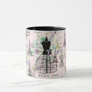 Boho manequim zwart roze rozen bloemig mok