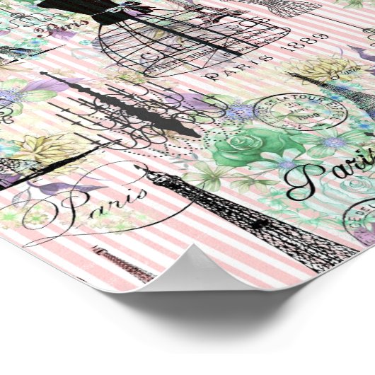 Boho manequim zwart roze rozen bloemig poster (Hoek)